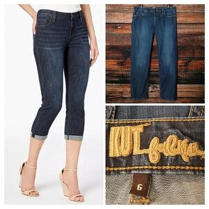 Kut From The Kloth Jeans 6 Bardot Skinny Boyfriend Crop Low Rise Dark Wash Denim